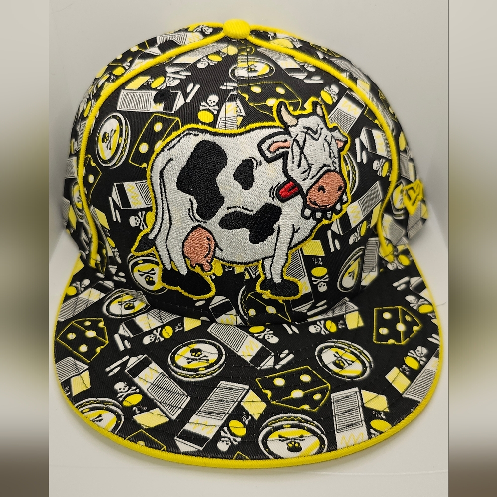 Limited Edition New Era Animal Canibal Black and Yellow Cow Print Cap